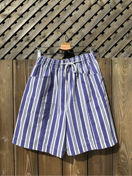 Vintage Pants - Vintage Blue & White High Waist Striped Women’s Shorts